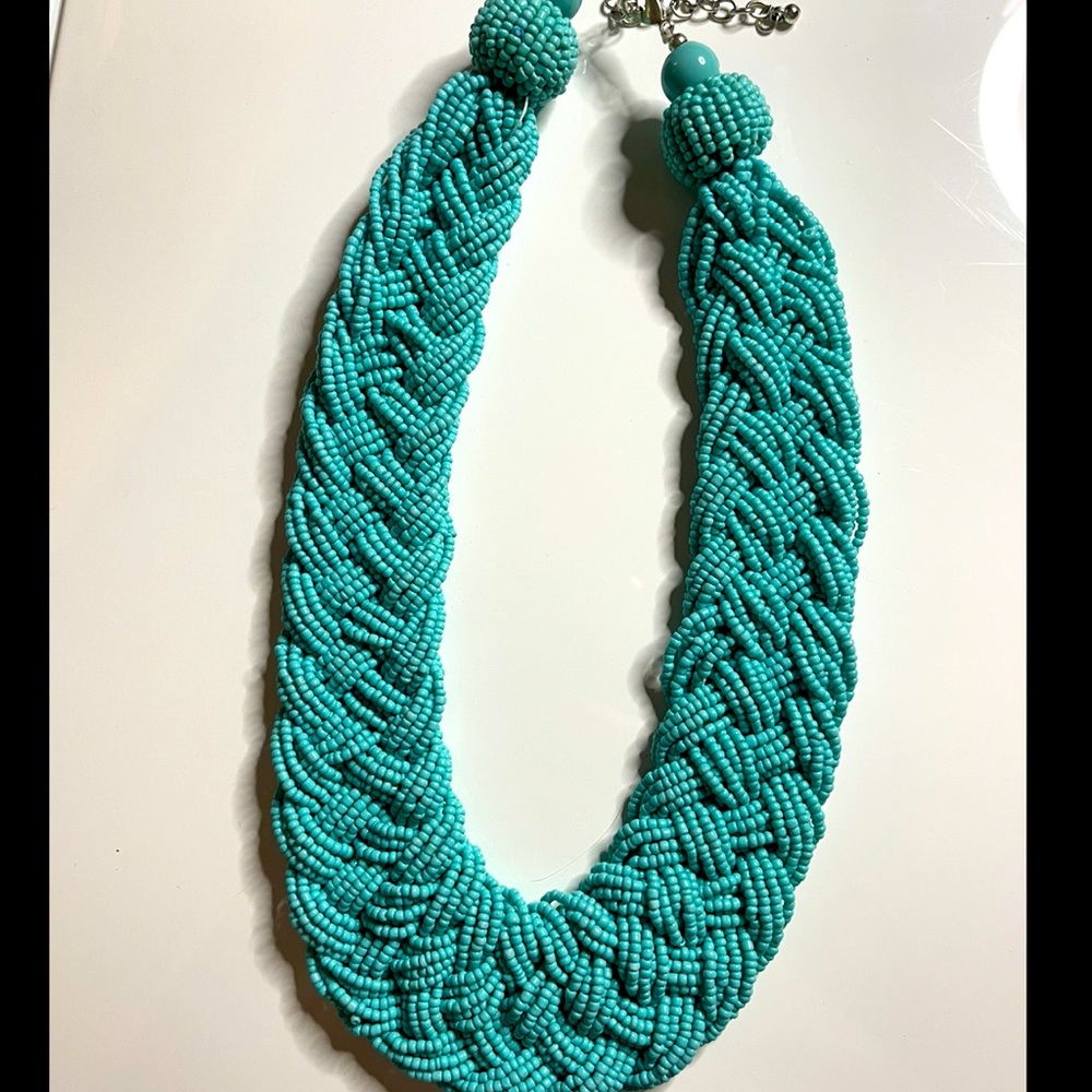 The Limited- teal beaded braid necklace